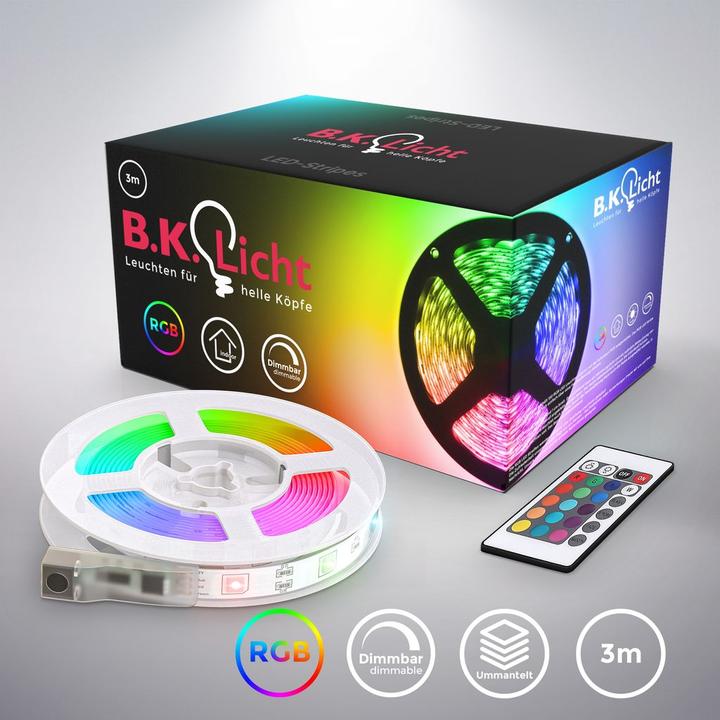 Immagine prodotto B.K.Licht Nastro LED RGB, 3 m, 90xRGB LED/0.11W (Interno)