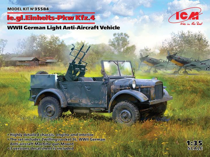 Actual product image ICM le.gl.Einheitz-Pkw Kfz.4, WWII German Light Anti-Aircraft Vehicle