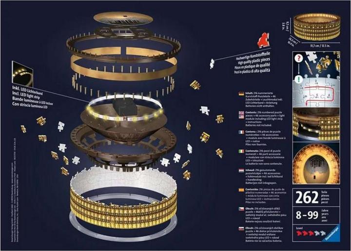 Productafbeelding Ravensburger 3D puzzel Colosseum in Rome bij nacht (216 onderdelen)