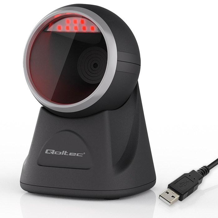 Qoltec Desktop precision reader 1D barcode and QR scanner | 2D