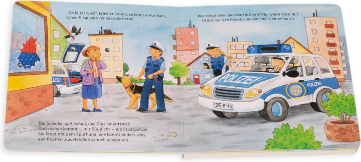 Actual product image Unterwegs mit Feuerwehr, Polizei und Co. Mit Blink-Blaulicht und Sirene (German, Kerstin M. Guilt, 2021)