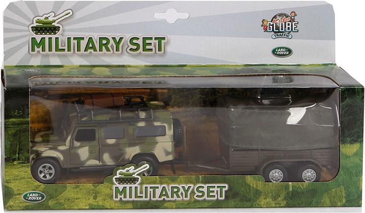 Actual product image Kids Globe Farming Die cast Land Rover with Trailer Army