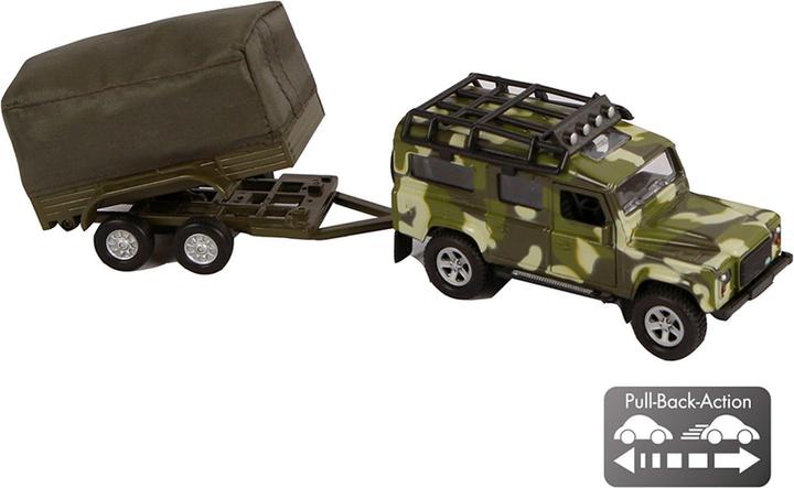 Actual product image Kids Globe Farming Die cast Land Rover with Trailer Army
