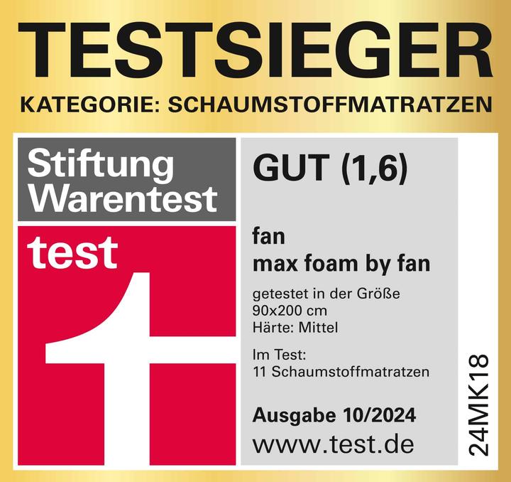 Produktbild Mara Vital Testsieger Matratze 2024 Stiftung Warentest - Komfortschaummatratze - f.a.n. max foam (90 x 200 cm)
