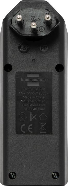 Produktbild Brennenstuhl cleverLINE Abzweigstecker 3-fach schwarz mit Schalter, drehbar bis 300° (ohne Aufhänger) *CH* (Typ 13, 3 x)