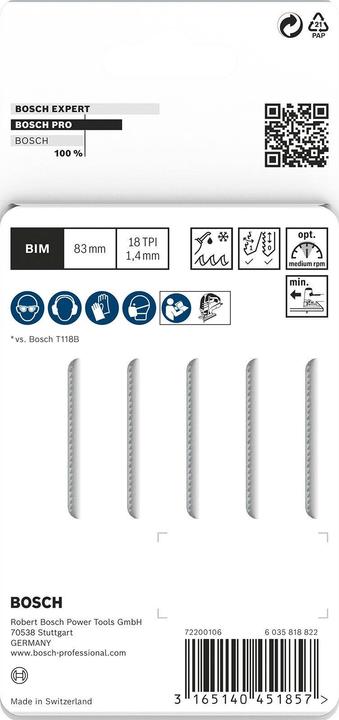 Produktbild Bosch Professional Zubehör PRO Stainless Steel T118EFS Stichsägeblatt, 83 mm, 5-tlg.