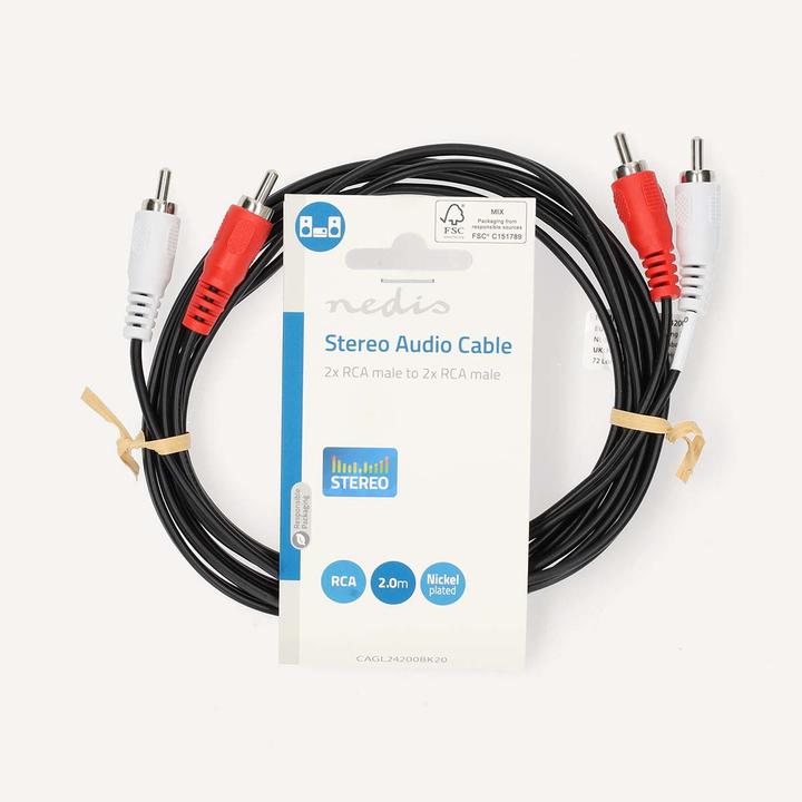 Immagine prodotto Nedis Cavo audio stereo | 2x spina RCA | 2x spina RCA | nichelato | 2,00 m | rotondo | nero | L (2 m)