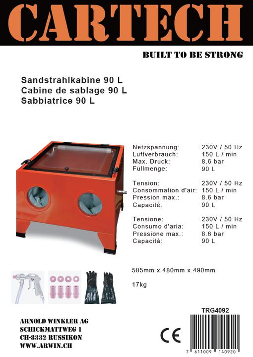 Image du produit CarTech Cabine de sablage TRG4092 90 litres
