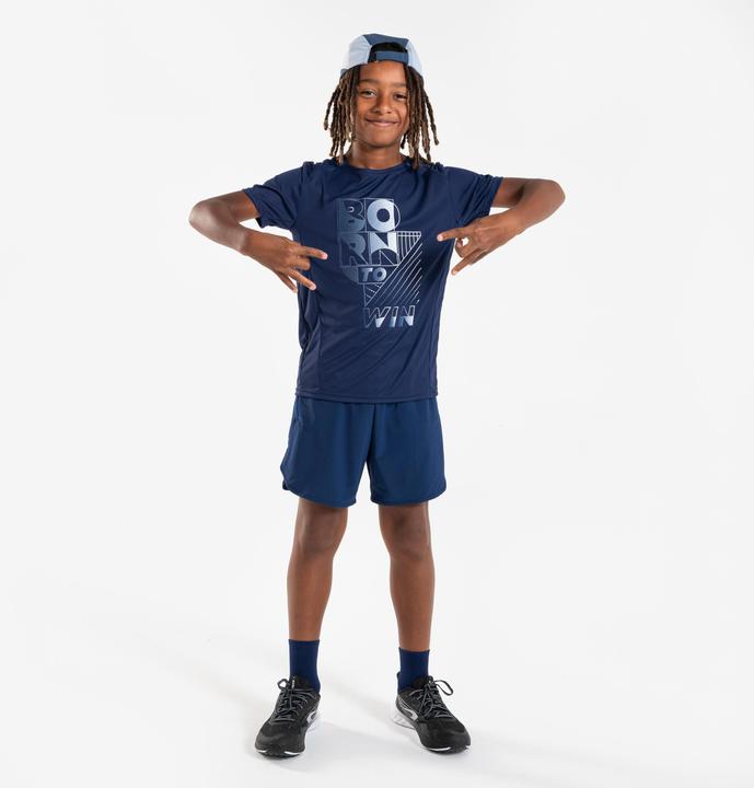 Produktbild Kiprun Laufshirt kurzarm Kinder atmungsaktiv - 500 Dry+ marineblau/grau (164)
