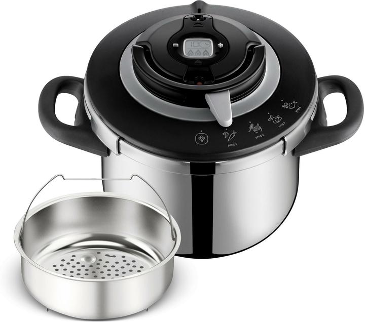 Tefal Clipso+ Chef 6L Schnellkochtopf (22 cm, Cucina a vapore, Acciaio inossidabile)
