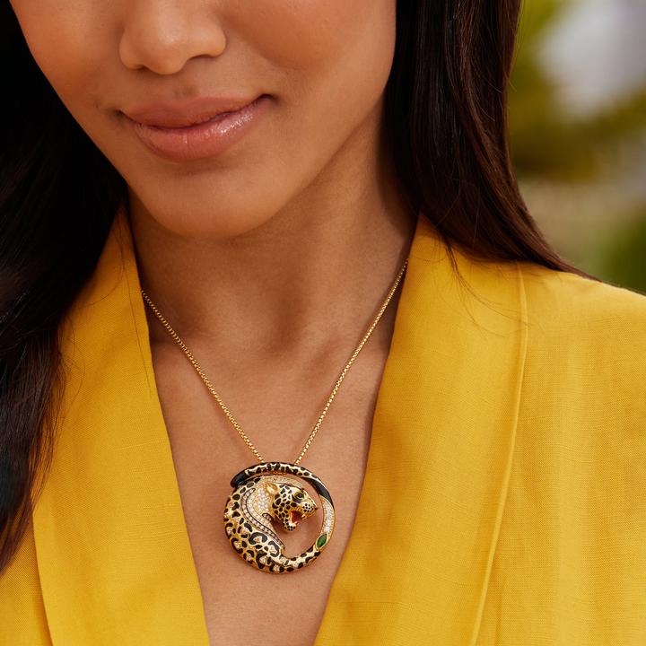 Image du produit Seinerzeit Kiani Pendentif/broche léopard (Argent 925, Émail)