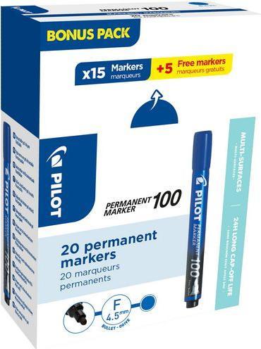 Produktbild Pilot Permanent Marker Rundspitze 100 blau 20 Stück (Blau, 1 mm, 20 x)