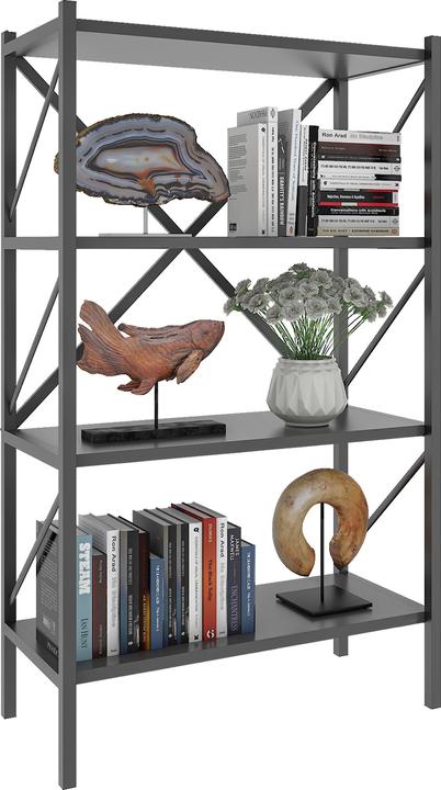 Image du produit VCM Bois Métal Rangement Étagère sur pied Bibliothèque Déco Livres Étagère sur pied Insasi 4 (66 x 34 x 121 cm)
