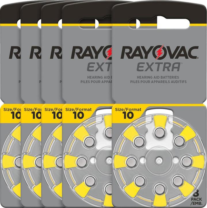 Produktbild Rayovac 5er-Set HÃ¶rgerÃ¤te Batterien Extra 10, gelb,1,45V 105 mAh, 40er-Pack (40 Stk., 10, 105 mAh)