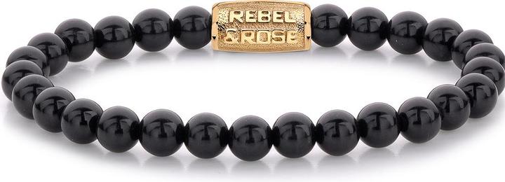 Produktbild Rebel & Rose Armband Black Velvet RR-60100-G-L Herren (19 cm, Onyx, Acero inoxidable)