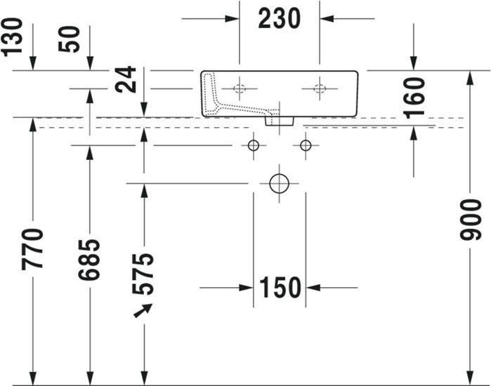Produktbild Duravit Handwaschbecken VERO MED o ÜL m HLB 450x350mm 1 Hahnloch weiss WG (350 mm, 450 mm)