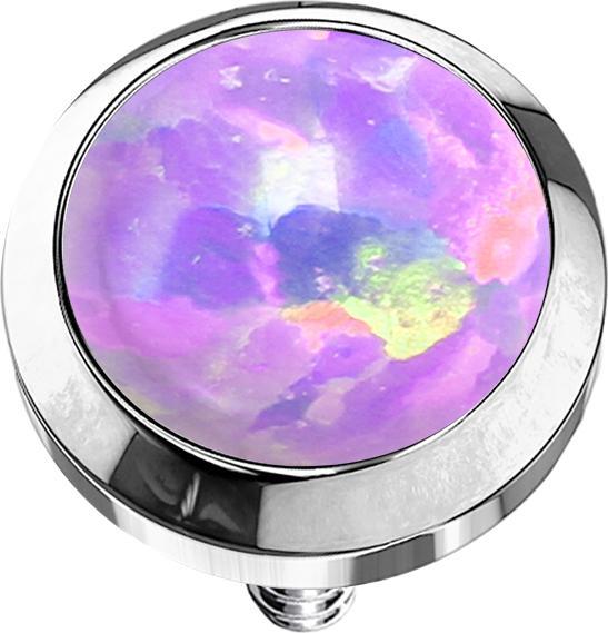 Actual product image Star Piercing Dermal Anchor silver with violet opal (Surgical steel 316L)