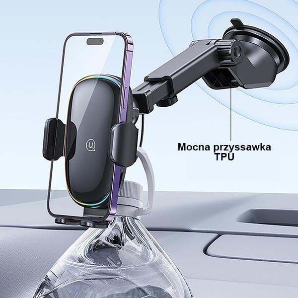 Actual product image Usams Uchwyt indukcyjny US-CD187 15W do szyby/na deskę czarny/black CD187ZJ01