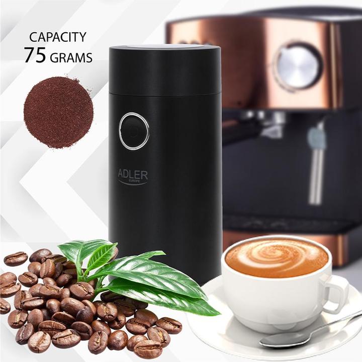 Image du produit Adler Moulin à café AD4446bs 150 W, Capacité en grains de café 75 g, Interrupteur de sécurité du (Prise UE)
