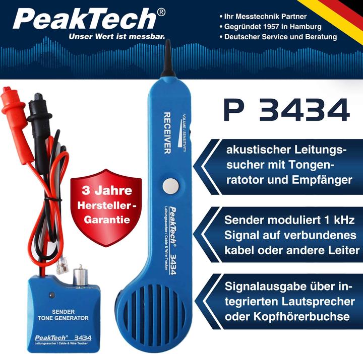 Image du produit Peaktech P 3434 Détecteur de ligne / circuit électrique
