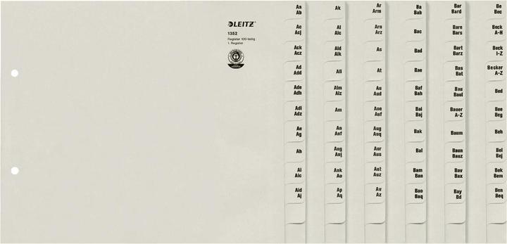 Image du produit Leitz Répertoire en papier de tulle, A-Z, pour 100 classeurs, gris