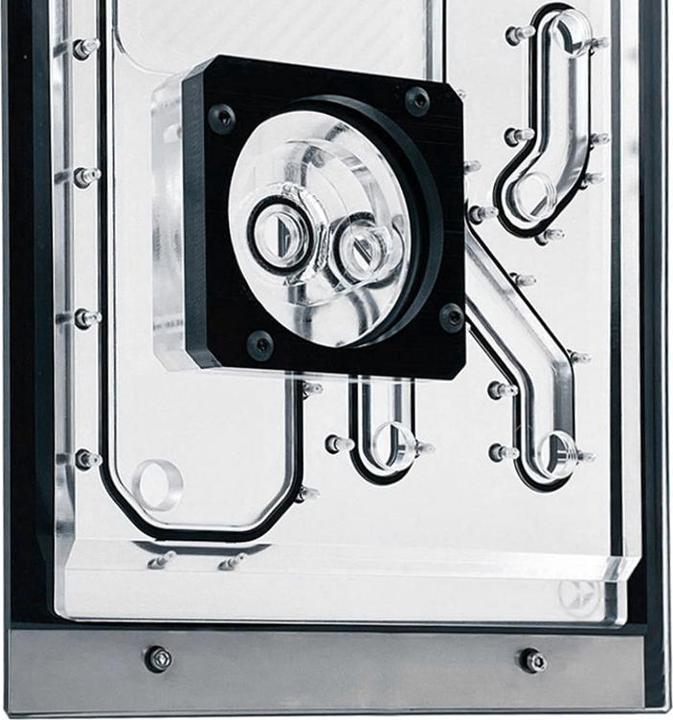 Actual product image Stealkey Customs Lian Li O11D Mini Front MK2 D5 Distroplate - Acrylic - Black