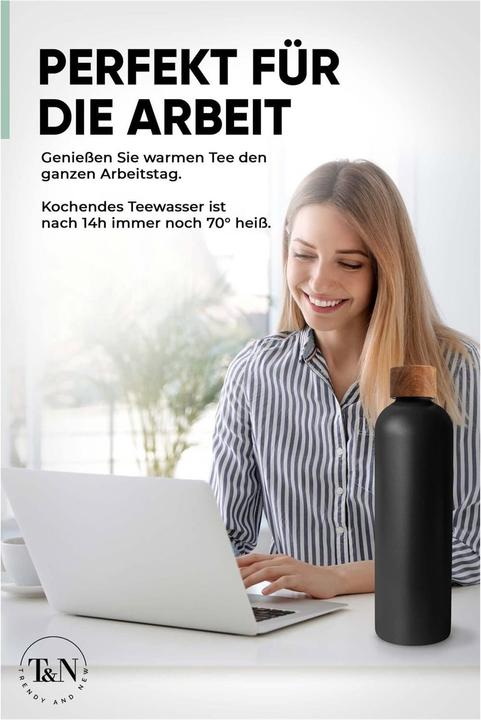 Produktbild T&N Edelstahl Trinkflasche (Wood Edition, Nude, 1l) (1 l)