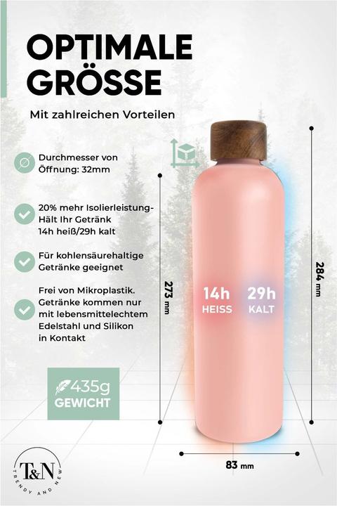 Produktbild T&N Edelstahl Trinkflasche (Wood Edition, Nude, 1l) (1 l)