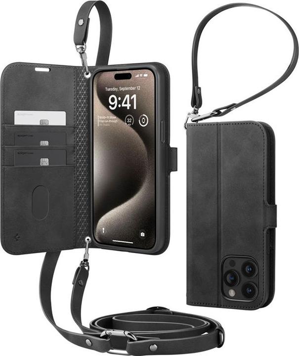 Produktbild Spigen Wallet S Pro Hülle für iPhone 15 Pro – Schwarz (Apple iPhone 15 Pro)