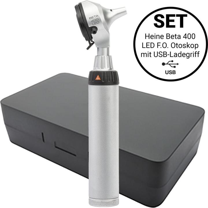 Image du produit Heine Beta 400 LED F.O. Otoskop-Set (B-143.28.388) - mit USB Ladegriff