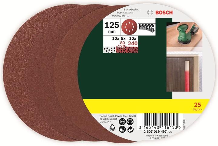 Image du produit Bosch Zubehör Jeu de feuilles de sablage à orbite aléatoire grain mixte (80, 120, 240)