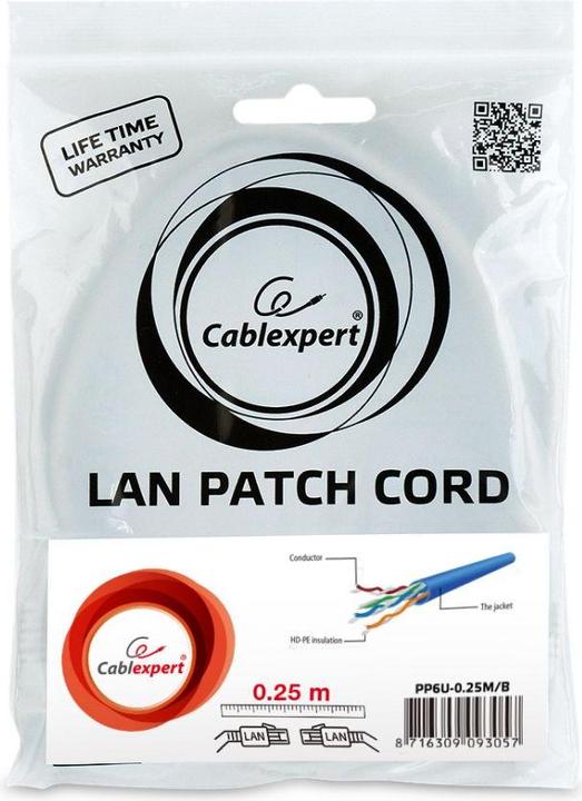 Actual product image Gembird Patch cable (U/UTP, CAT6, 0.25 m)