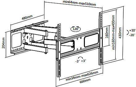Actual product image AG neovo LMA-02, 50 kg, 81.3 cm (32"), 165.1 cm (65"), 200 x 200 mm, 600 x 400 mm, Black (Wall, 65", 50 kg)