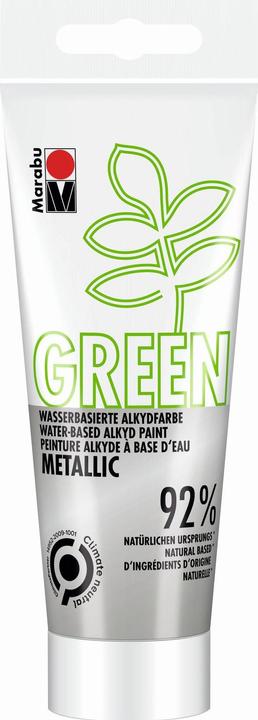 Marabu Craft Paint Alkyd Paint Green Metallic Silver, 100 ml (Metallic silver, 100 ml)