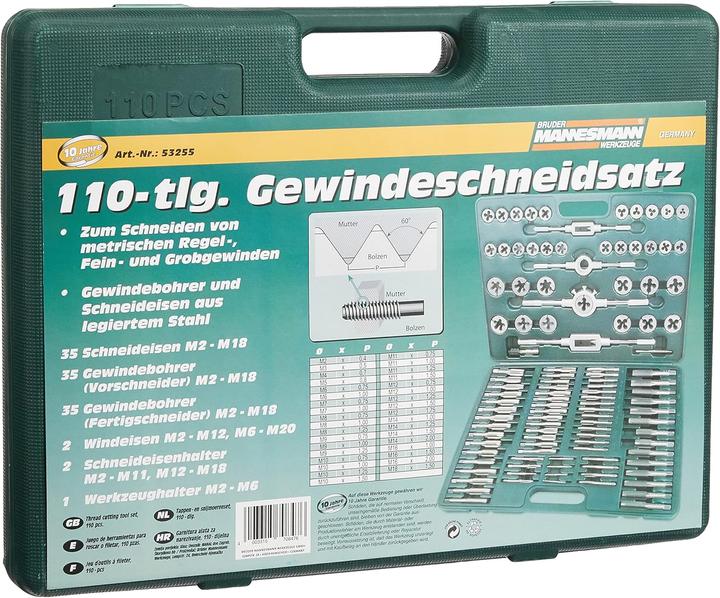 Image du produit Mannesmann Jeu de tarauds 110 pcs.
