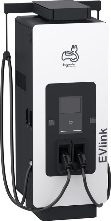 Produktbild Schneider Pro DC Ladestation 120kW, 2xCCS2 3,6m, 4G, ISO15118, IK10, IP55, C4, Display EVD1S120TBB (120 kW)