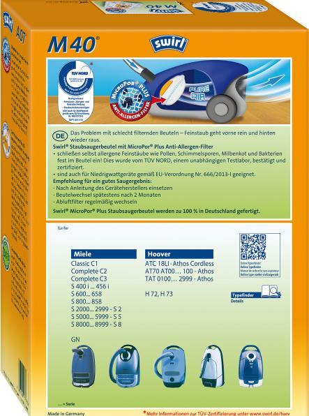 Produktbild Swirl M40 Universal Dust bag (4 x)