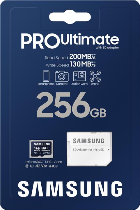 Actual product image Samsung PRO Ultimate (256 GB, microSDXC, U3, UHS-I)