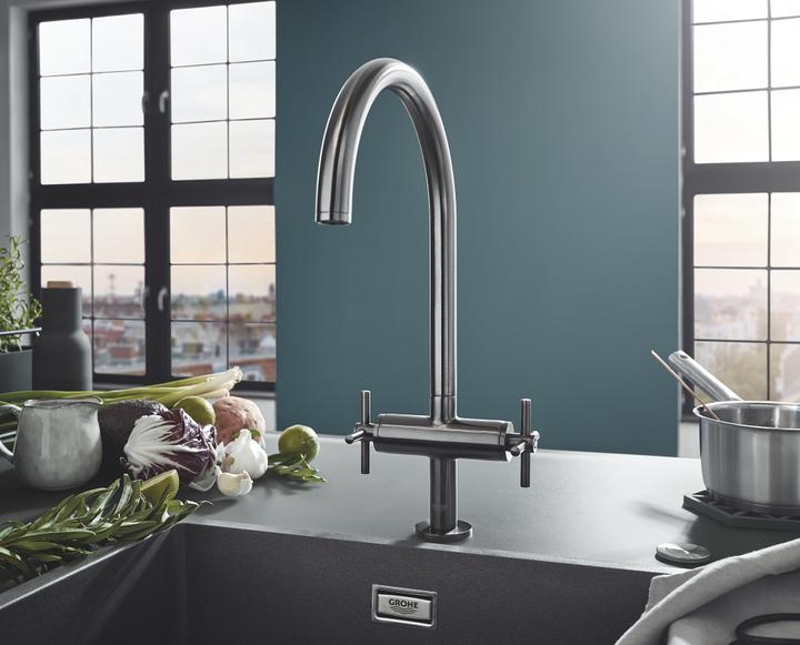 Actual product image Grohe Two-handle sink mixer ATRIO 1/2" C-outlet su-st