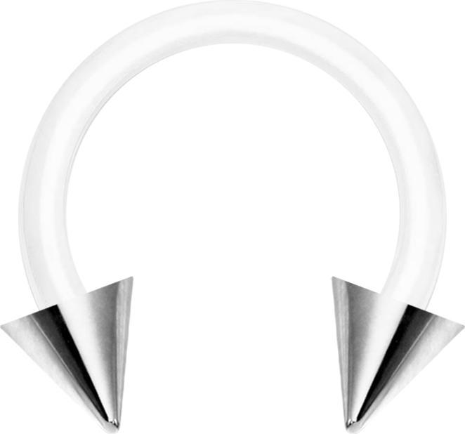 Actual product image Star Piercing Micro Circular Barbell white with two cones silver (Bioflex, Surgical steel 316L, without brass)