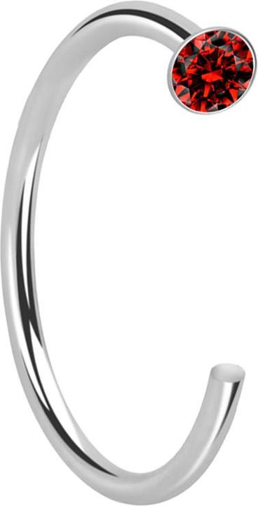 Star Piercing Nasenring offen silber Kristall rot (925 Sterlingsilber, ohne Messing)
