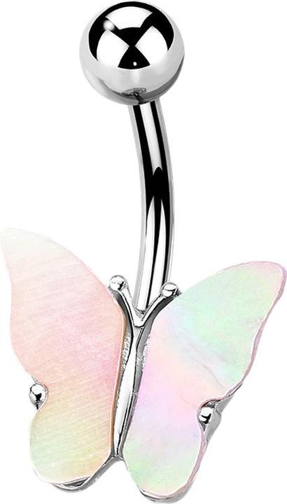 Actual product image Star Piercing Banana silver Abalone Butterfly bright (Surgical steel 316L, Brass)