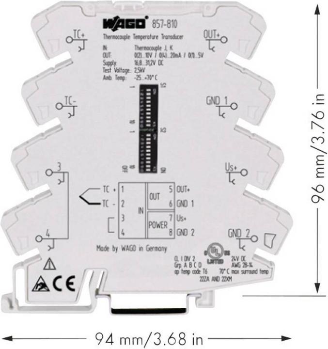 Actual product image Wago Configurable temperature transmitter for thermocouples type J, K