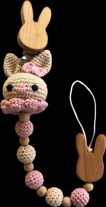 Produktbild MyFriends Häkeltier, Babyrassel & Nuggikette Hase (30 cm)