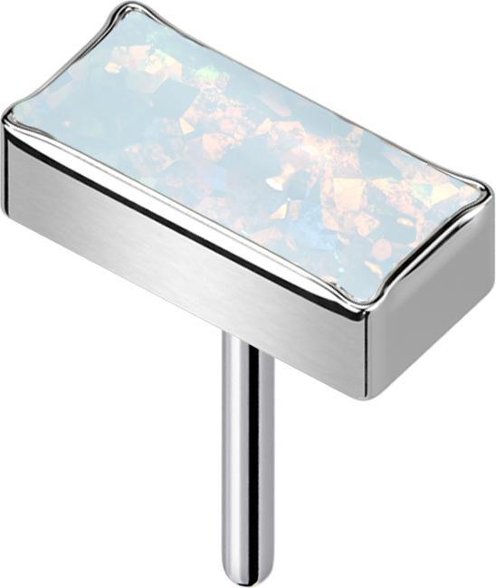 Star Piercing Threadless rechteck silber Opal weiss (ohne Messing, Titan G23)