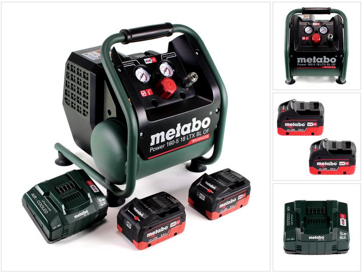Immagine prodotto Metabo Power 160-5 18 LTX BL OF Compressore a batteria 18 V 8,0 bar Brushless + 2x pacco batteria LiHD 8,0 (5 l)