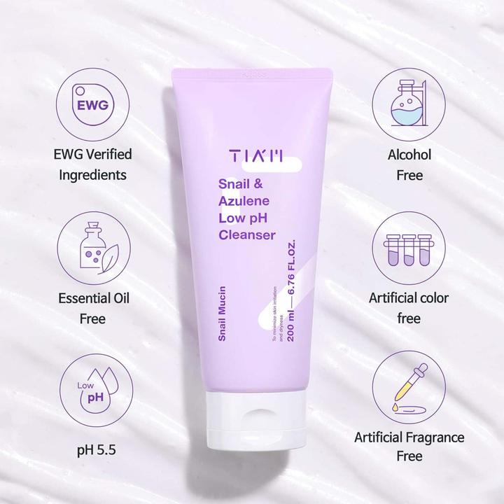 Produktbild Tia'm TIAM Snail & Azulene Low pH Cleanser (Reinigungstücher, 200 ml)