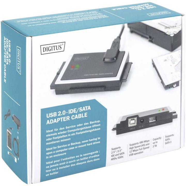 Image du produit Digitus Câble adaptateur USB 2.0 IDE/SATA (USB 2.0, SATA, SATA III, SATA II)