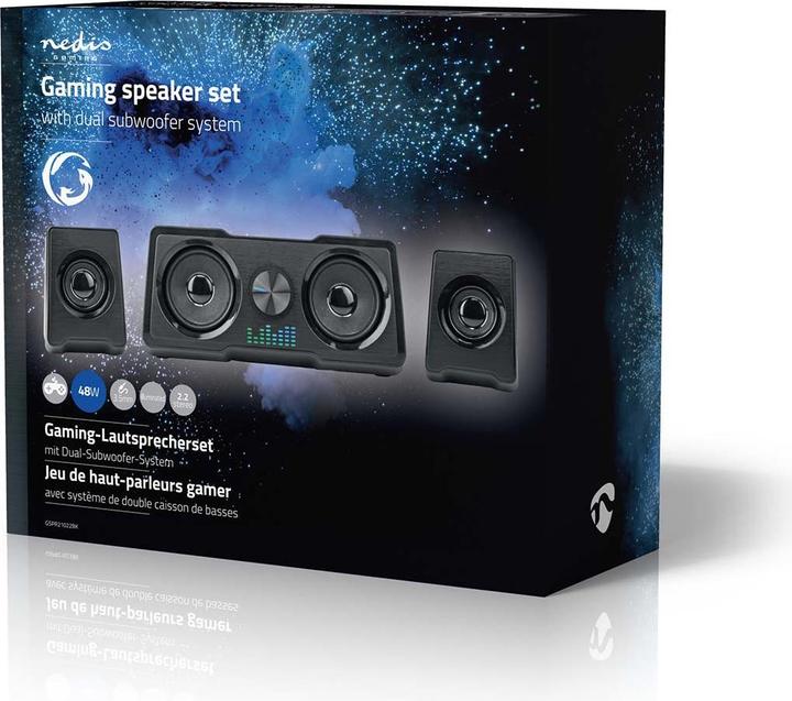 Produktbild Nedis Gaming-Lautsprecher | Lautsprecherkanäle: 2.2 | Stromversorgung über USB | 3.5 mm Stecker | 48