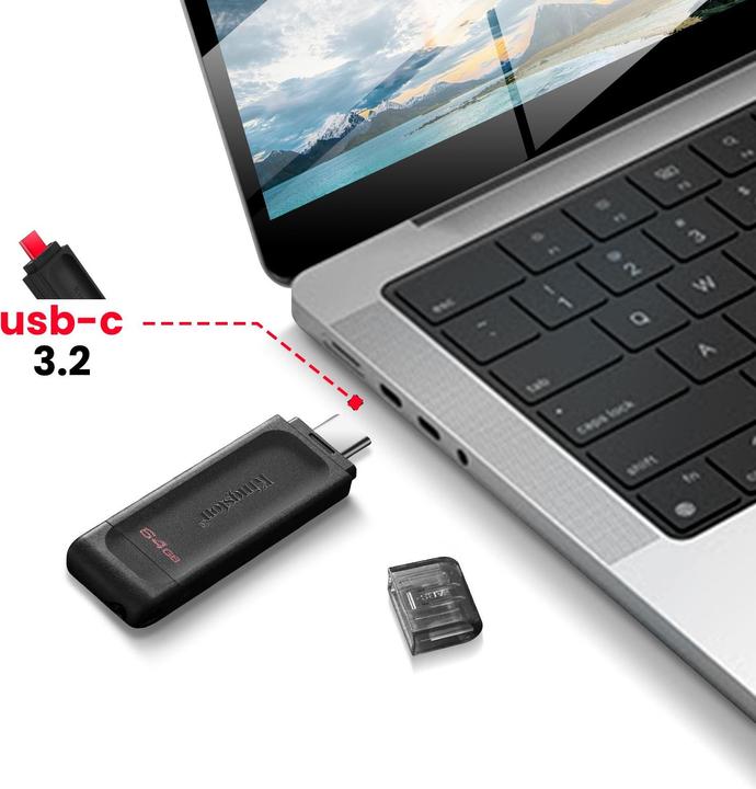 Actual product image Kingston DataTraveler 70 (64 GB, USB-C, USB 3.2)